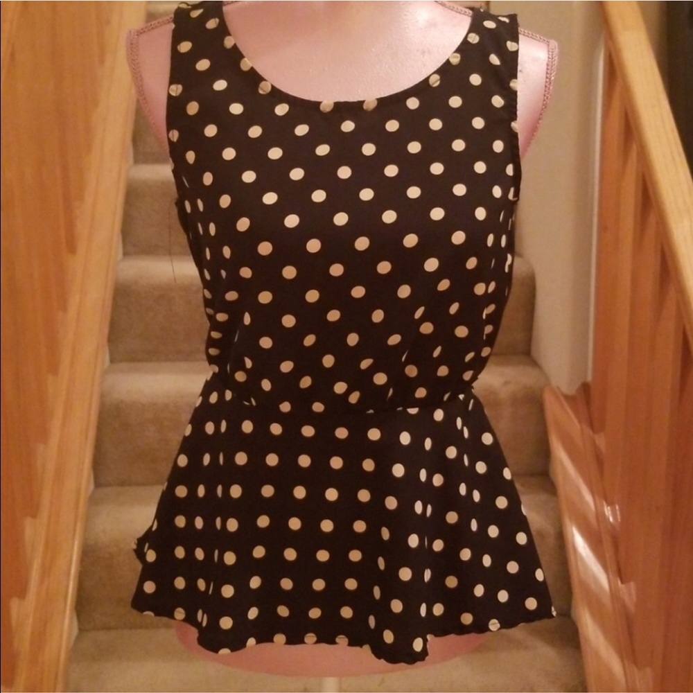 Eyelash Couture Polka Dot Peplum Top
